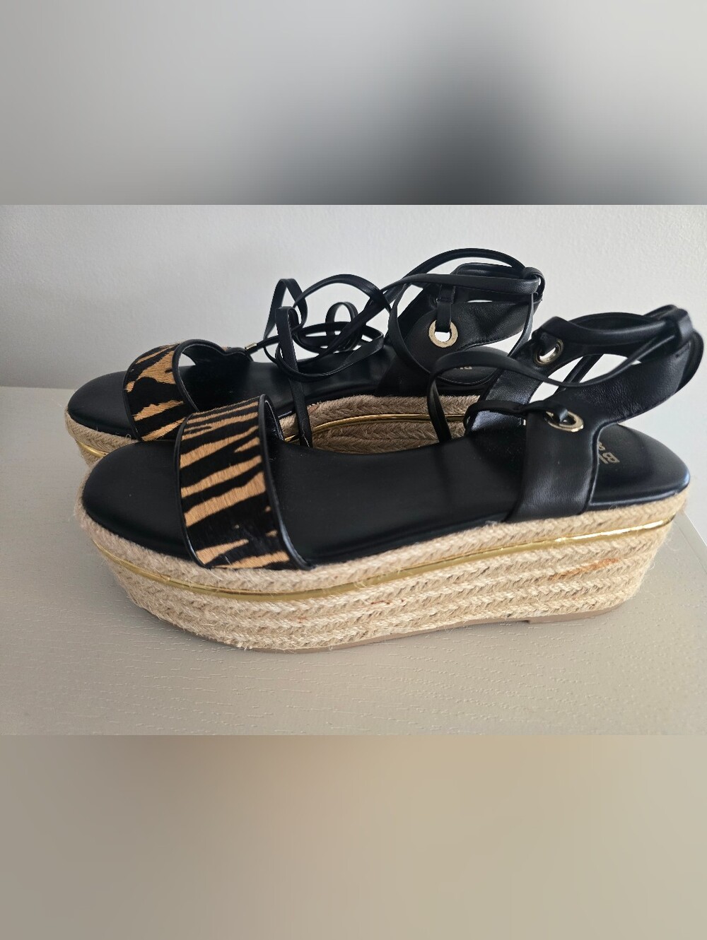 Bleecker & Bond Odette Tiger Print Calf Hair Espadrille Wedge Sandal